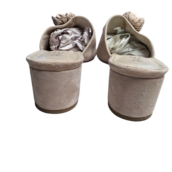 Suede Pom Pom Slide Mules Blush Slip On Raye Jasmine Sandals Size 8.5 - Picture 6 of 7